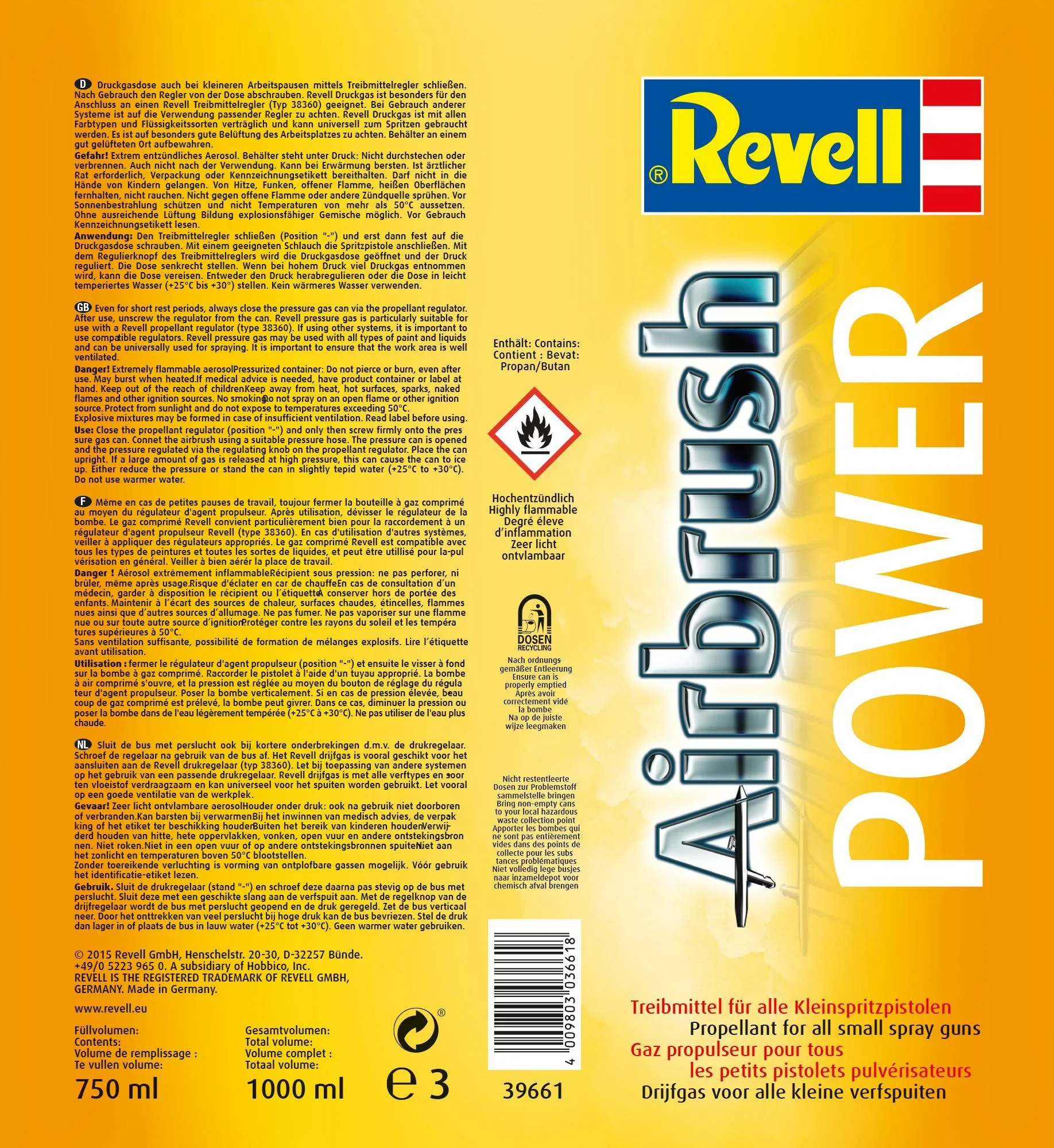 Revell "Airbrush Power" Gas for Airbrush - 750ml - Image 2